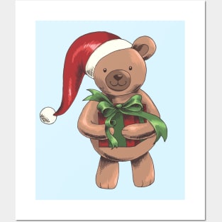 Christmas bear children motive Christmas presents Posters and Art